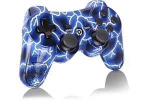 OUBANG Blue Wireless Gamepad Works with PS3 Controller, OUBNAG for PS3 Remote Compatible with Playstation 3 Cooling Game Controllers for PS-3 Gift for Kids Boy Girl Man (2022 New Lightning Blue Pa3 Joystick)