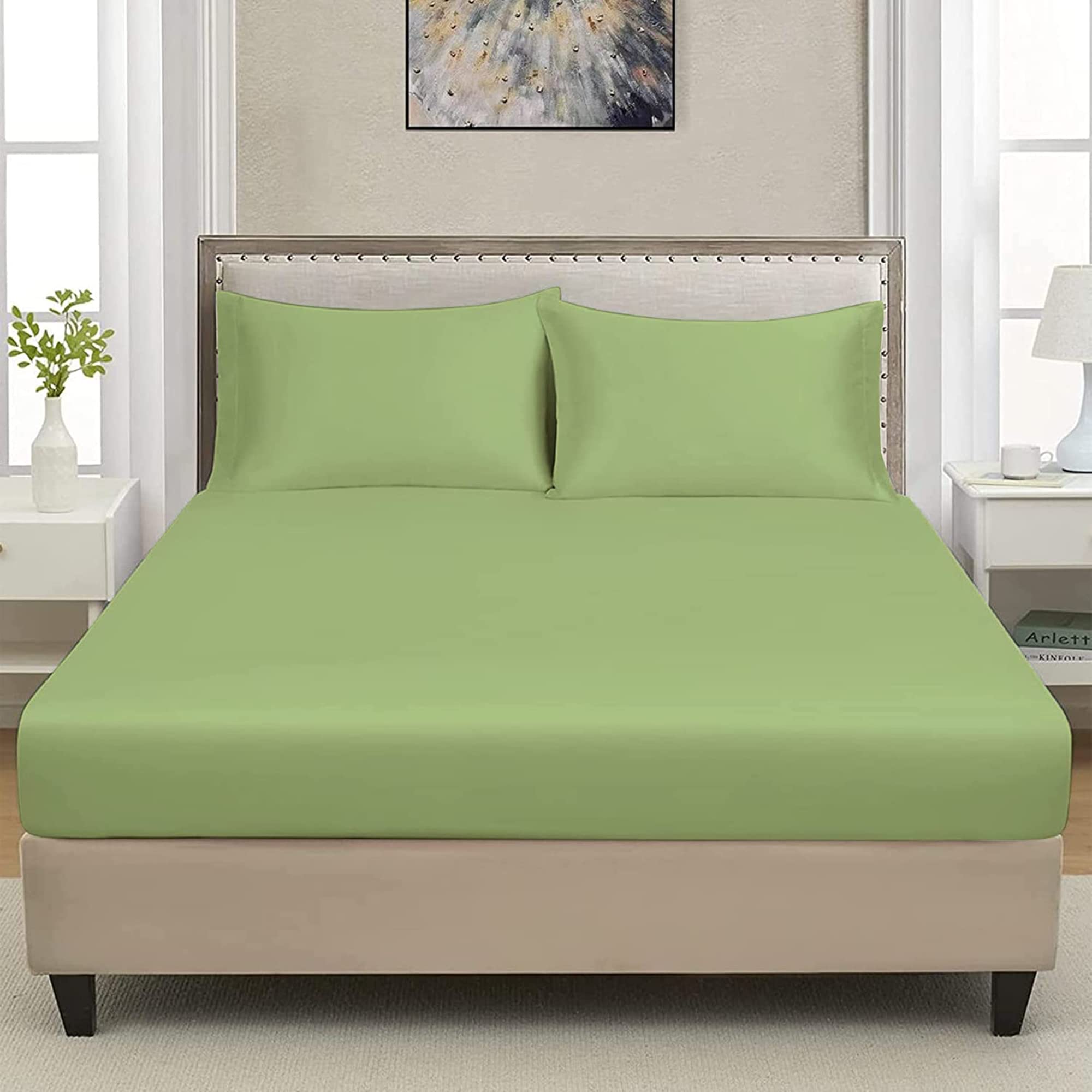 Extra Deep Luxuary Fitted Sheet 25cm Mattress Sheets 50% Cotton 50% Polyester By JRI® (Single, Mint Green) — image 1