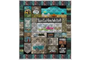 LIVIN' ILLUSION Camping2 Quilt Pattern Blanket Quilted Christmas Birthday Customized Little Kids Graduation Gifts All Season Warm Quilt Blanket for Bed Sofa (Throw 50"×60"(130cm×150cm))