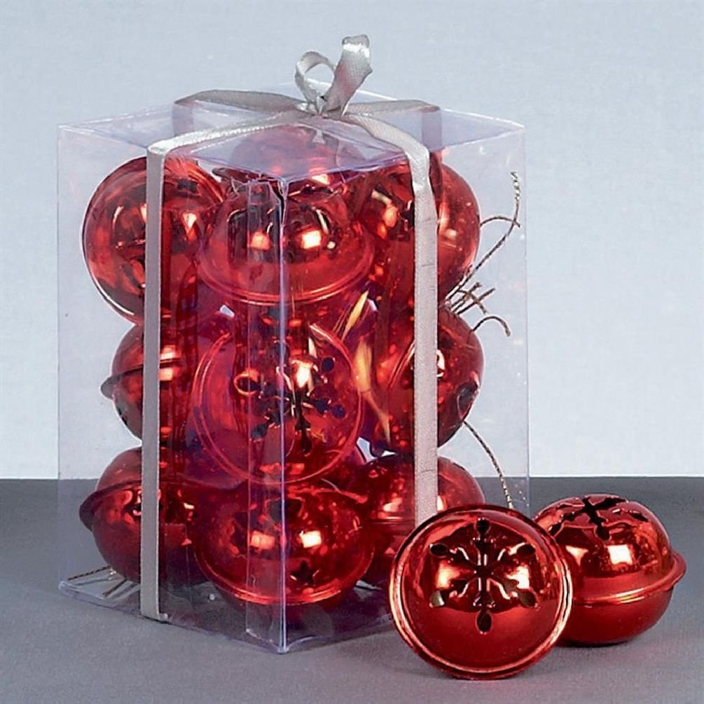 Dennis Home Decor Christmas Decoration 12 Pack Snowflake 40Mm Jingle Bell Baubles - Red