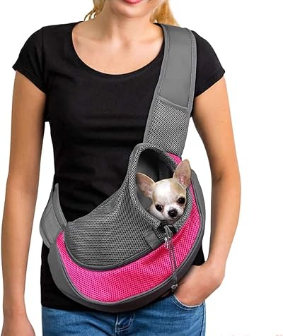LONTG Pet Sling Carrier Bag Breathable Shoulder Front Carrier Grey Blue Red