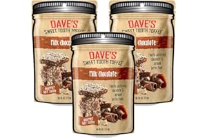 Dave's Sweet Tooth Toffee - Milk Chocolate Toffee Gift Set (4 oz. x 3) - Homemade & Handmade Chocolate Gourmet Soft Toffee with Real Butter, Real Sugar, Hand-Sliced Almonds, Naturally Gluten-Free