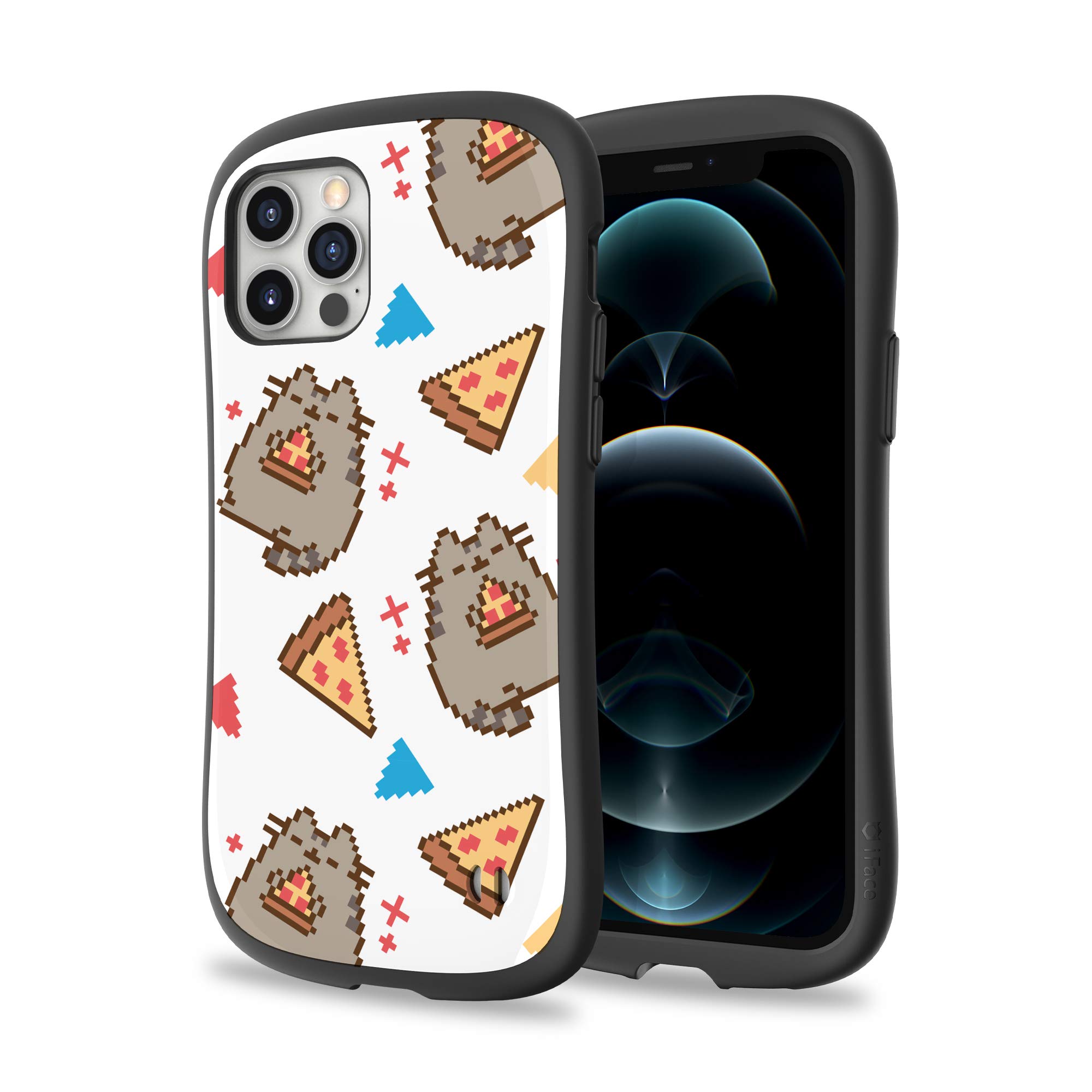 iFace x Pusheen First Class Designed for iPhone 12 and iPhone 12 Pro (6.1") – Cute Shockproof Dual Layer [Hard Shell + Bumper] Phone Case – Pizza (Pixel)