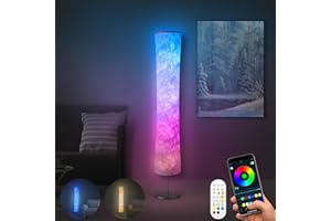 Torchlet Floor Lamp, RGB Floor Lamp with 16 Million DIY Colors and Scene Modes, Music Sync and White Fabric Shade, Smart Floor Lamp with App/Remote Control, Standing Lamp for Living/Game Room Bedroom