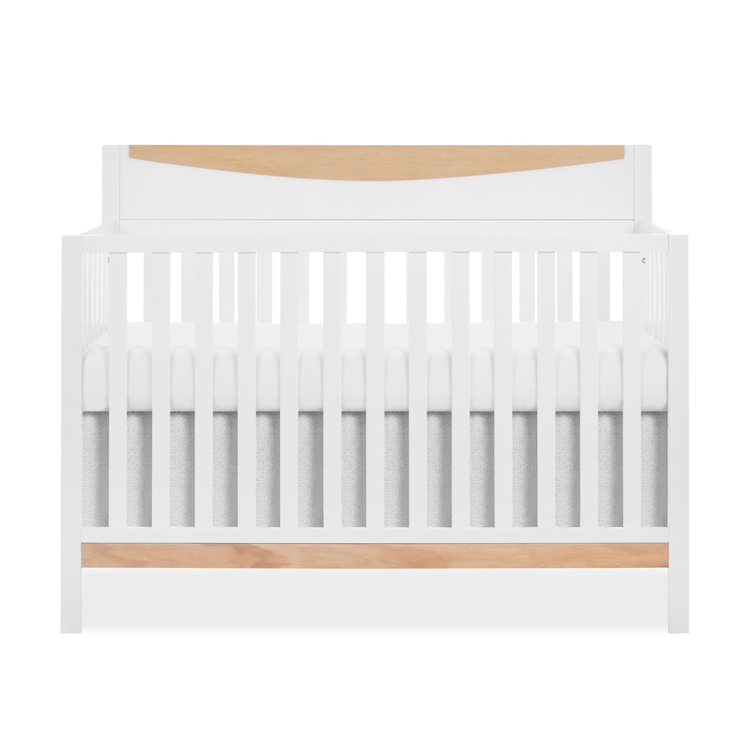 Photo 1 of ***Stock Photo Is A Different Color*** Dream On Me Emerson 5-in-1 Convertible Full-Size Baby Crib in White & Vintage Oak, GreenGuard Gold & JPMA, Converts to Toddler, Day, & Full-Size Bed, Non-Toxic Paint, Safe Sleep Environment