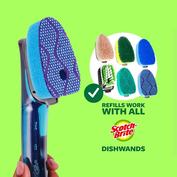 SCOTCH-BRITE SCRUB DOTS NON-SCRATCH DISHWAND, 4-PACK (4 DISHWANDS), SOAP-DISPENSING KITCHEN SCRUBBERS, FITS ALL REFILLS