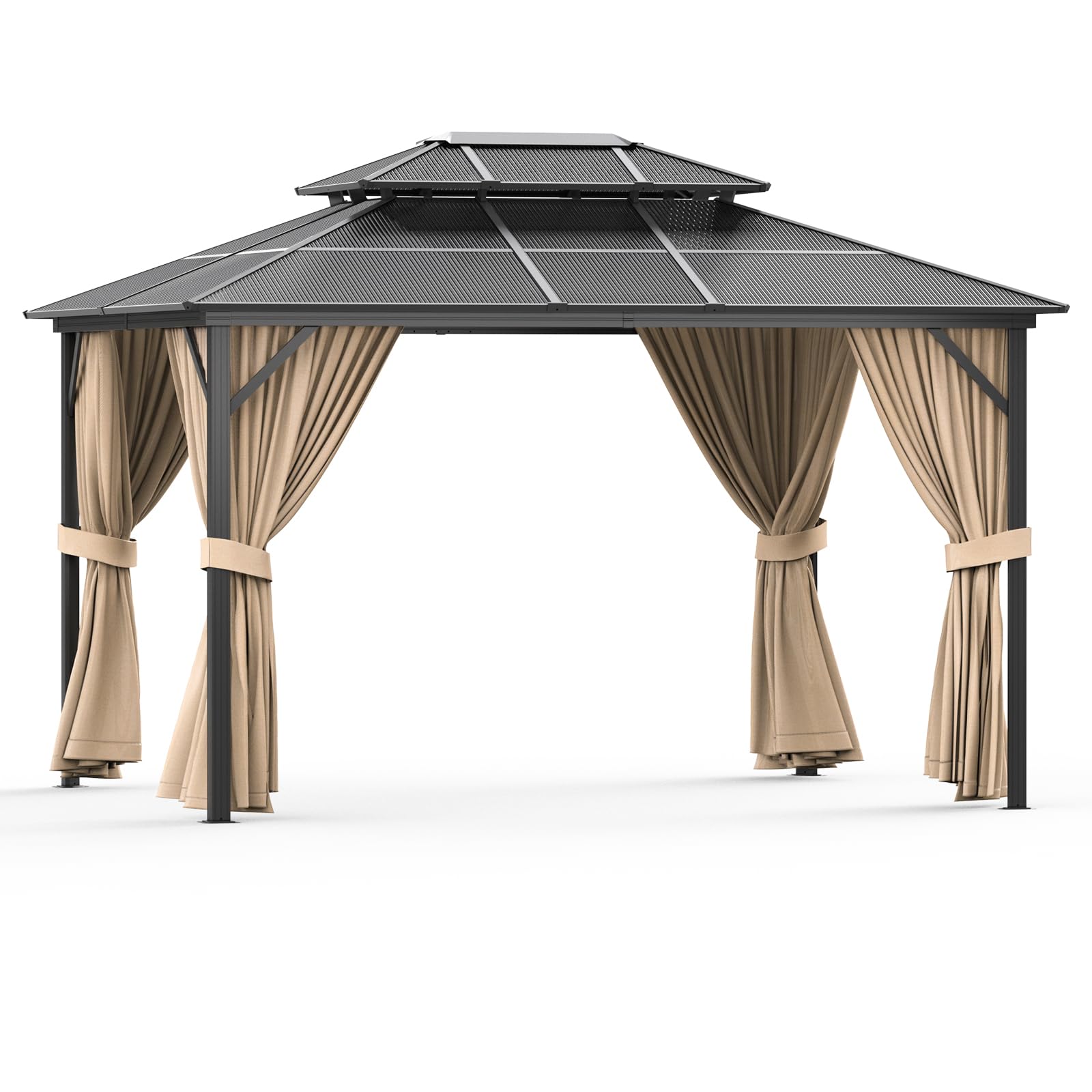 Photo 1 of GarveeLife Outdoor Patio Pavilion - 13x10 ft, Aluminum Alloy + Pc Solar Panel, Double Roof, Suitable for Lawns, Gardens, Backyards, and Decks, Suitable for All Seasons, Used for Family Gatherings.