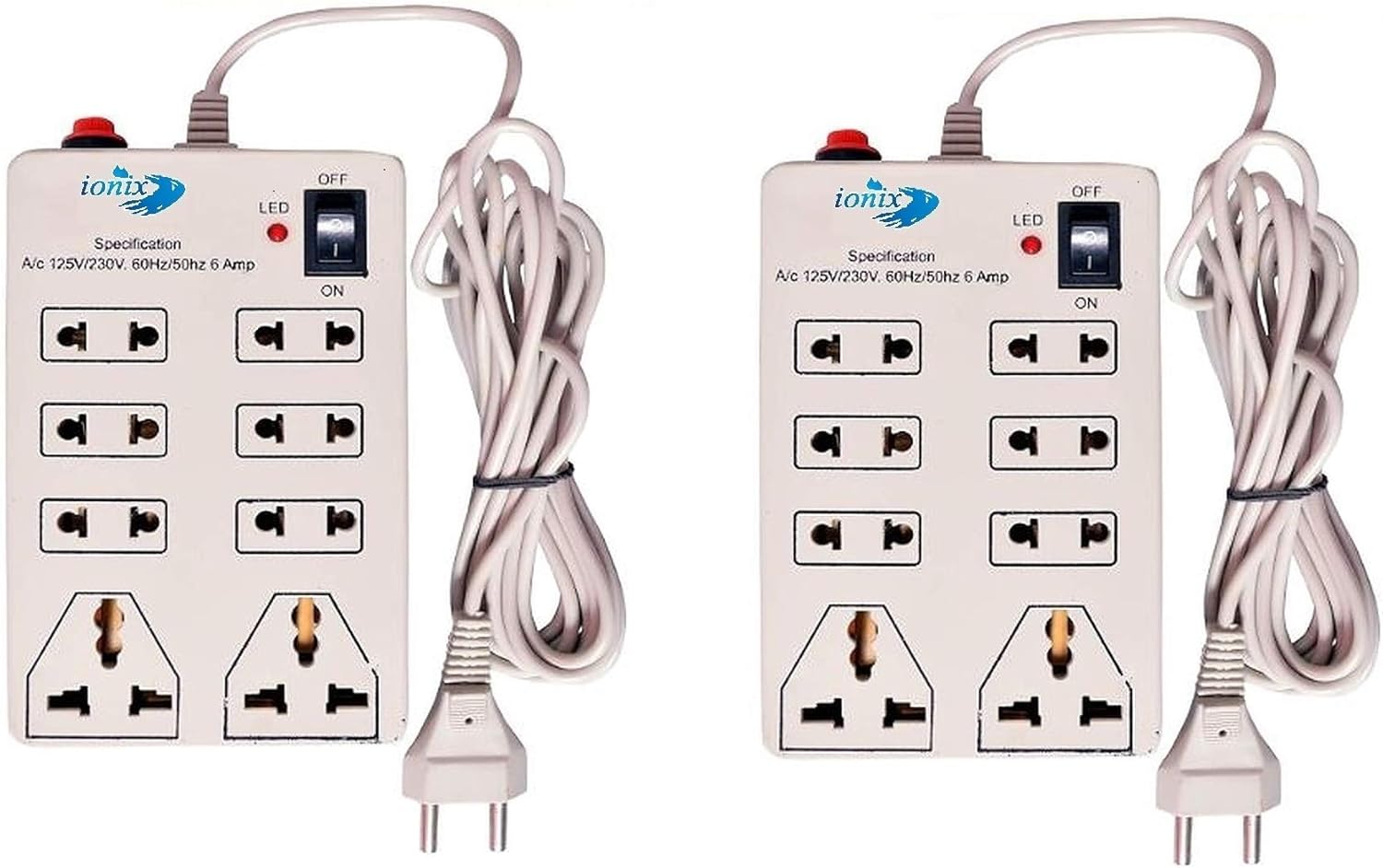 Buy Ionix Power Extension Board Pack of 2, Extension Board;6 Amp 8
