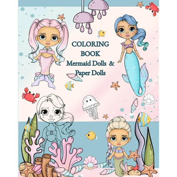 Mermaid paper doll coloring, cut and paste: Activity book for coloring  imagination, fun cutting practice and doll dress-up for girl aged 3-9, very  ... accessories and cute undersea friends: Pop, Thanpaksorn: 9798795658933: