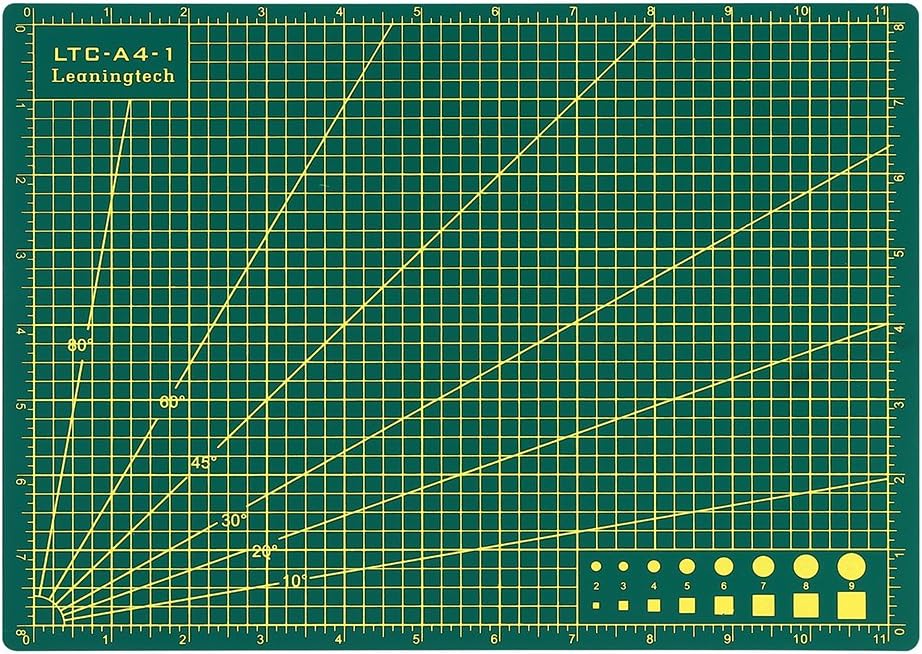 LeaningTech LTC-A4-1 Self Healing A4 Cutting Mat Multifunctional 3-Ply Double Sided Non Slip Green Great for Scrapbooking, Quilting, Sewing and all Arts & Crafts Projects