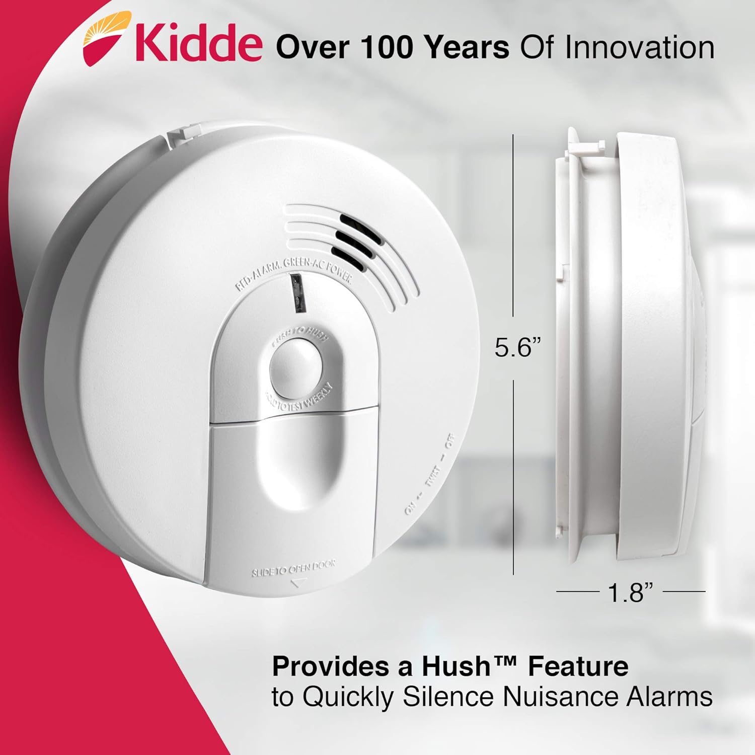 Kidde 21026063 AC Hardwired Smoke Detector Alarm with 9V Back up and Front Load Battery Door - - 