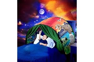 VBY Kids Dream Bed Tent Twin Size - Deluxe Space Adventure & Dinosaur Island & Unicorn & Winter Wonderland Play Tents Boys Girls Pop up Tents Children Game Tent Magical Playhouse Christmas Birthday Gifts