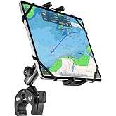 Dosvsi Boat Helm Tablet Mount, Marine Rail Tablet Holder with Aluminum Arm | 360&deg; Adjustable Sailboat Pole Tube Pipe Handle Bar Clamp Mount for iPad Pro 13 12.9 11 Air Mini, Galaxy Tab, iPhone, 4-13"