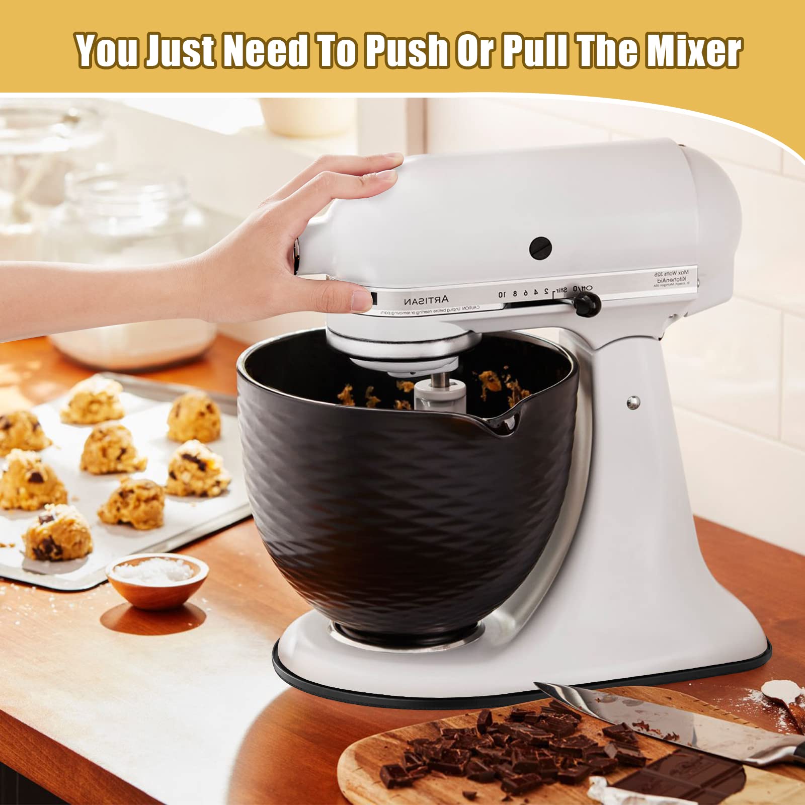 Metal Mixer Slider Mat for KitchenAid Stand Mixer - Appliance Sliding Tray Countertop Mixer Mover Slide Board Mats Pad Compatible with Kitchen Aid 4.5-5 Qt Tilt-Head Stand Mixer Artisan Classic