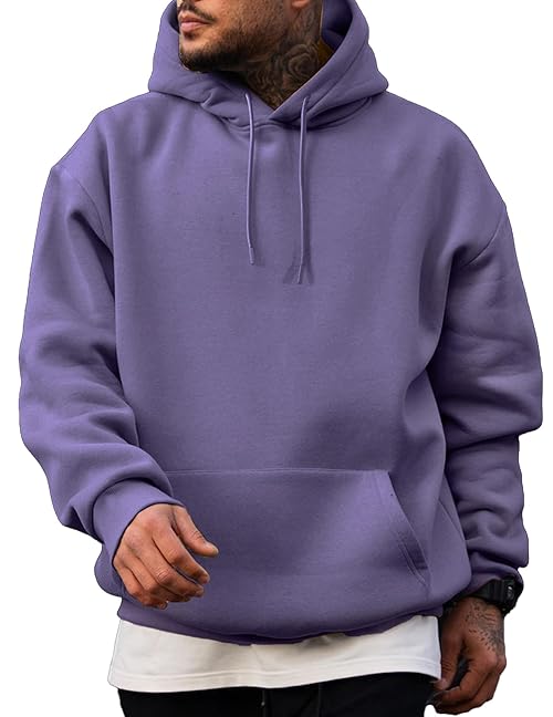 JMIERR Mens Lightweight Cotton Hoodies Winter Casual 1/4 Sweatshirts Loose Fit Drawstring Pullover Shrits Sweater, US40(M), Wisteria