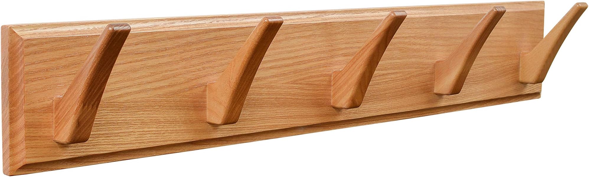 Wall Mounted Coat Rack - Wood Hook Rack for Coat Clothes Hats and Towels - Wooden Peg Rack for Use in Bedrooms Bathrooms and Hallways - Peg Coat Hook Rack for Wall or Door Mounting - Matt Lacquer