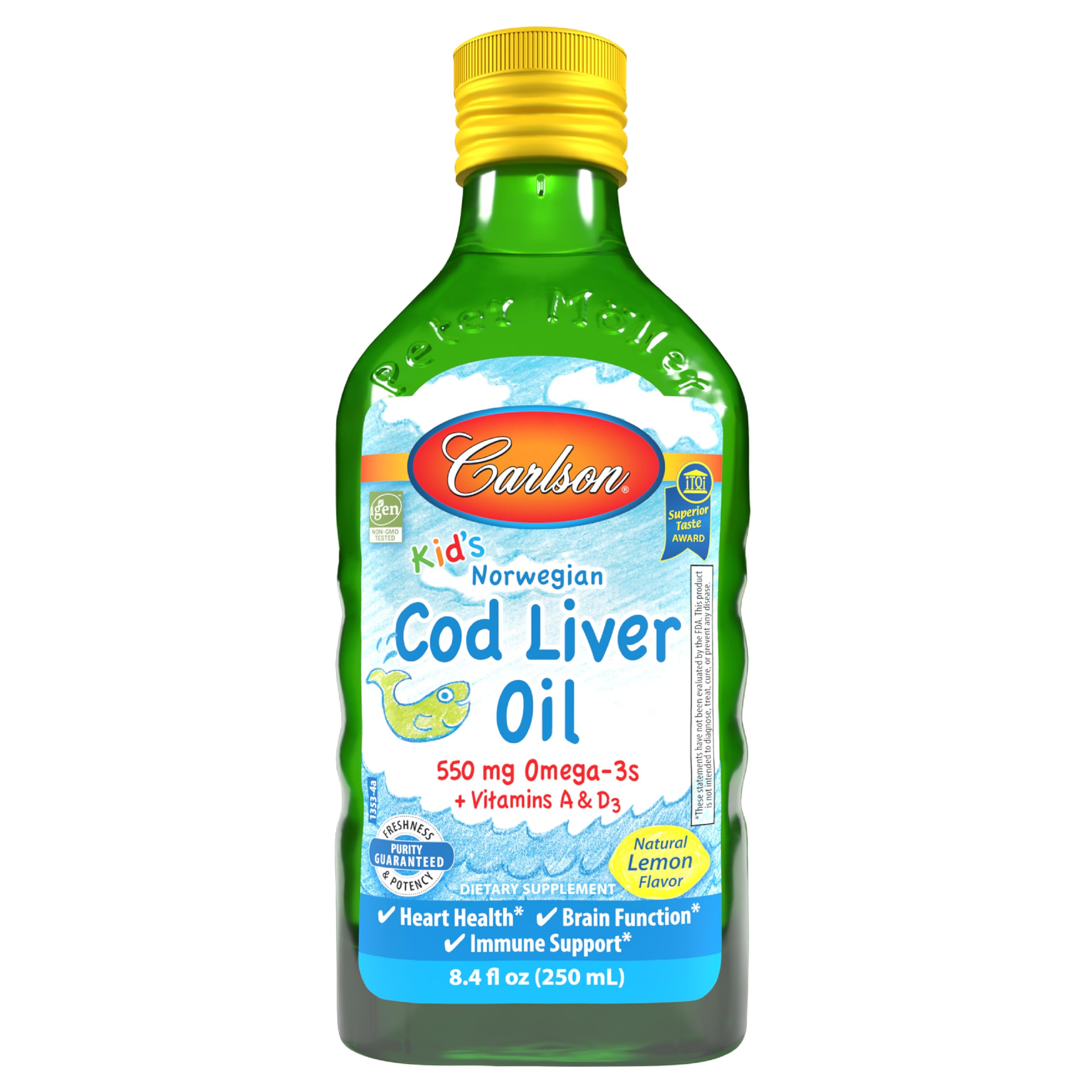 Carlson Labs Kid's Cod Liver Oil, 550mg Natural Lemon, 250 ml, 1353