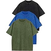 Flygo 3 Pack Boys Girls T-Shirts Cotton Acid Washed Oversized Tee Shirts Kids Loose Short Sleeve Summer Basic T Shirt Tops