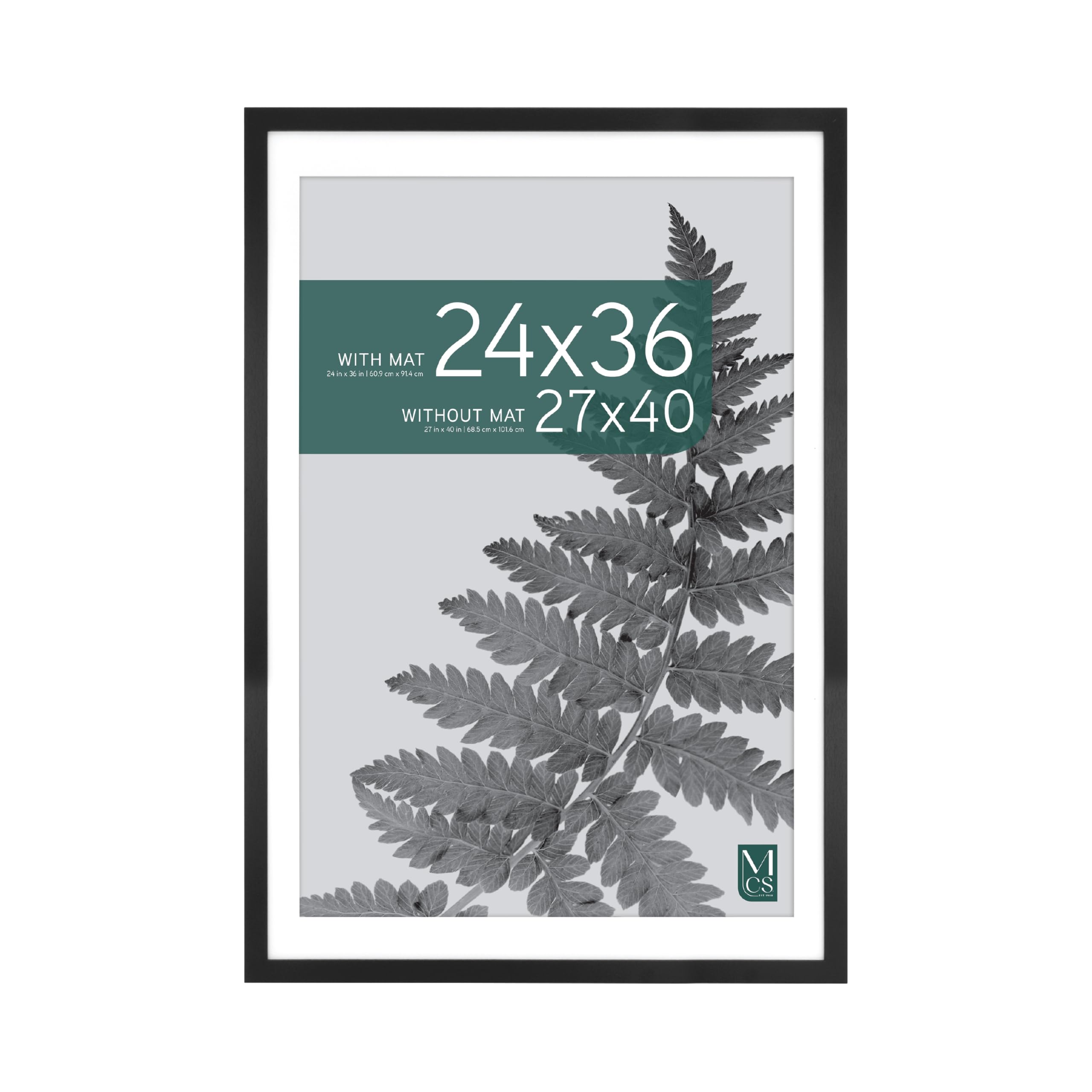 MCS Studio Gallery 27x40 Matted Poster Frame with 24x36 Picture Display, Black Woodgrain Engineered Wood Vertical & Horizontal Wall Hanging Large Picture Frame for Photos, Posters & Art Prints (1-Pack)