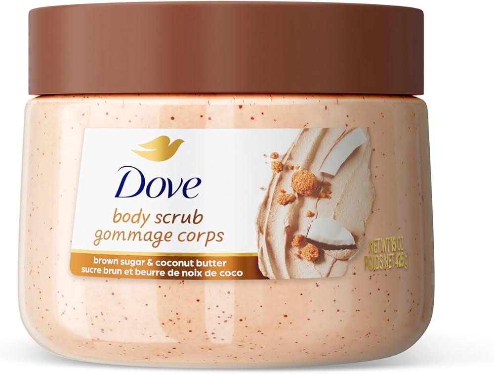 Dove Brown Sugar and Coconut Butter Body Scrub Exfoliates and Deeply 15 oz | For dry, dull skin, Helps deeply nourish skin, W