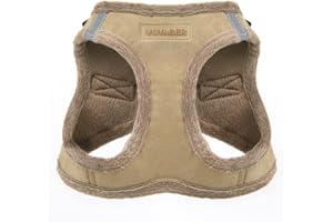 Voyager Step-In Plush Dog Harness – Soft Plush, Step In Vest Harness for Small and Medium Dogs by Best Pet Supplies - Harness (Latte Suede), M (Chest: 16 - 18")