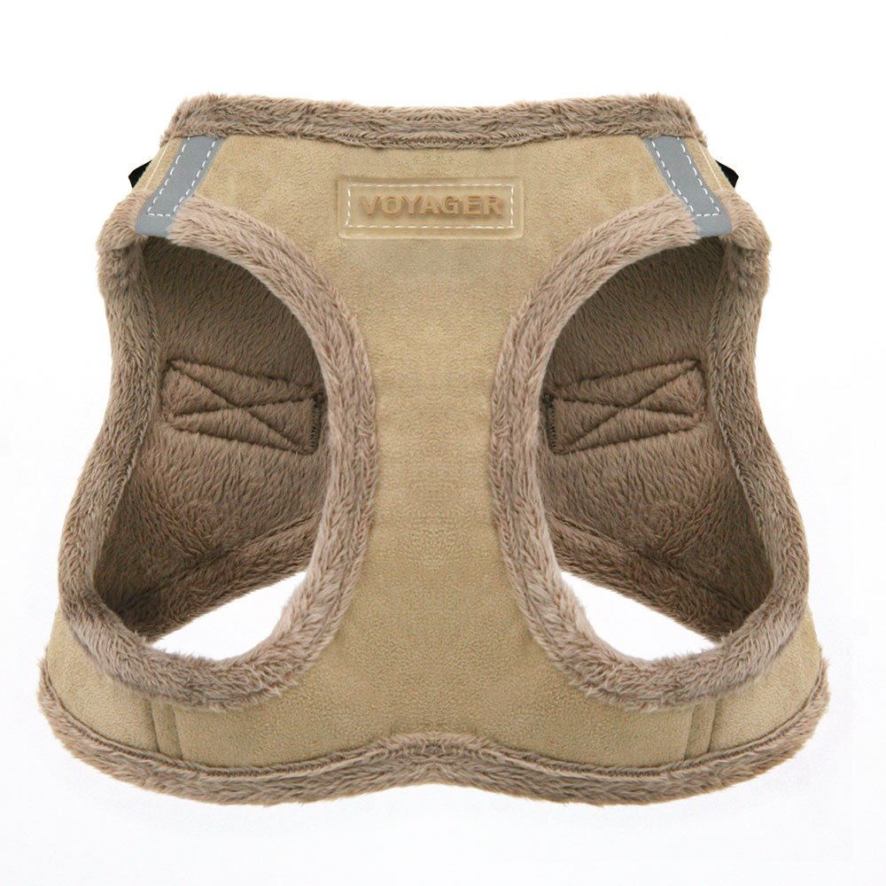 Photo 1 of Voyager Step-In Plush Dog Harness – Soft Plush, Step In Vest Harness for Small and Medium Dogs by Best Pet Supplies - Harness (Latte Suede), M (Chest: 16 - 18")