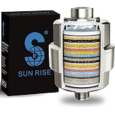 SR SUN RISE 20 Stage Shower Filter for Hard Water, 1 Cartridge, Nickel | High Output, Chlorine Reduction, Rust and Sediment Reduction, Standard G1/2 Thread, Easy Installation