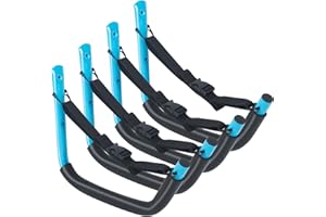 WTMORE Kayak Storage Rack Kayak Wall Mount Heavy Duty Kayak Hooks with Straps 100 LB Capacity Kayak Rack for Garage Kayak Hangers for Paddle Boards Surfboards Bikes Ladders SUP Snow Board- 4 Pack