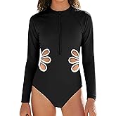 Dearnow Girls Swimsuit UPF 50+ Long-Sleeved One-Piece Swimsuit Quick-Drying Suitable for Summer Girls Aged 9-16