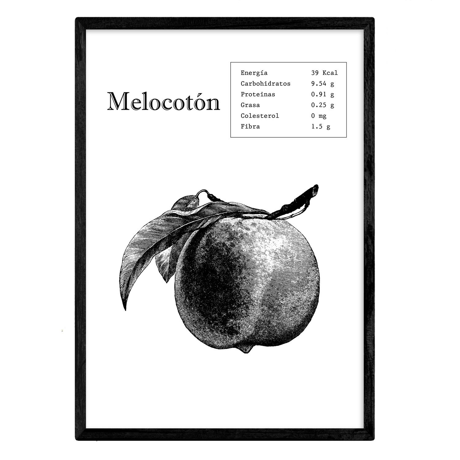 Nacnic Poster Peach. Pictures of fruit and vegetables. A4 size