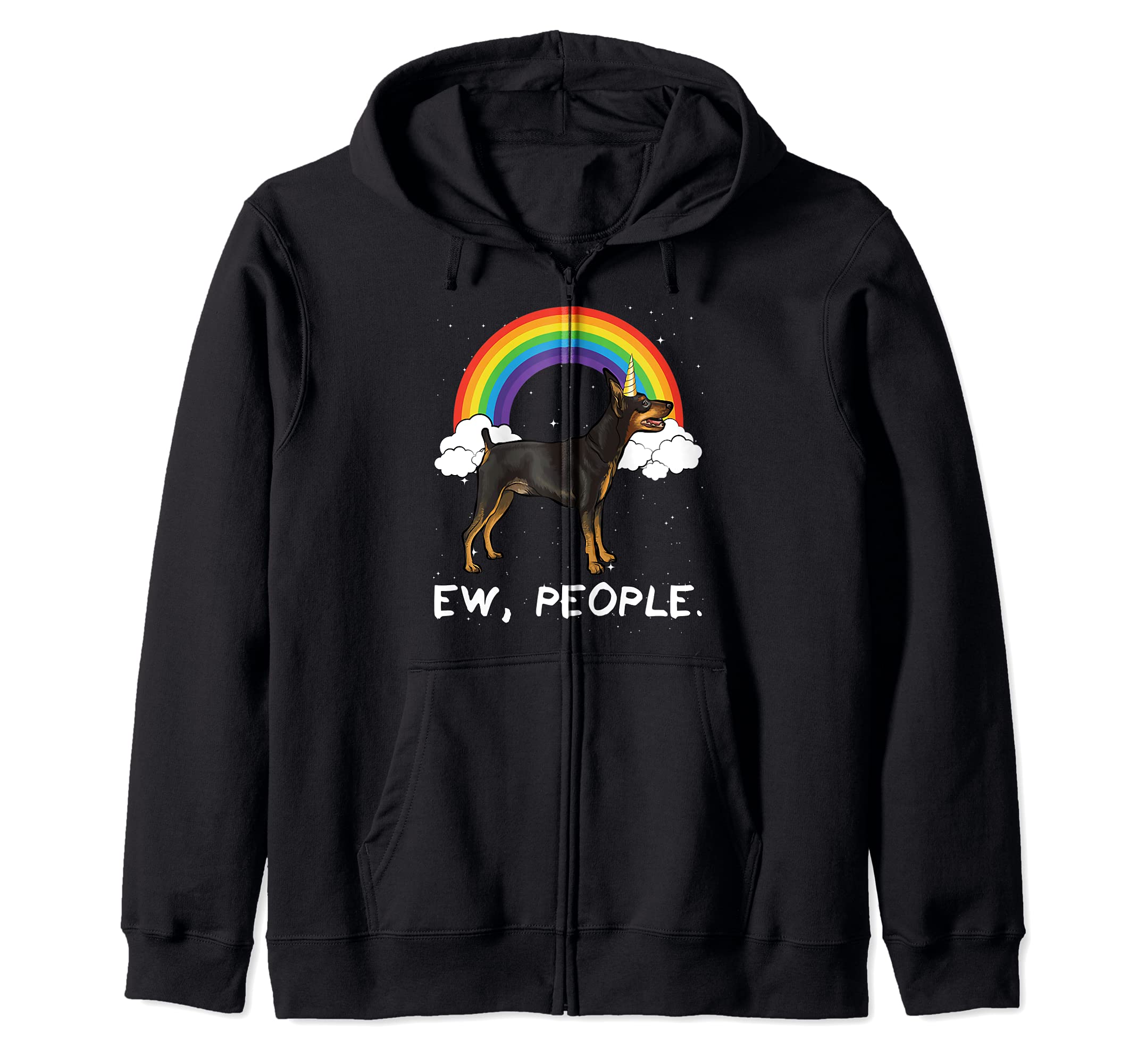 Rainbow Miniature Pinscher Ew People Unicorn Dog Zip Hoodie