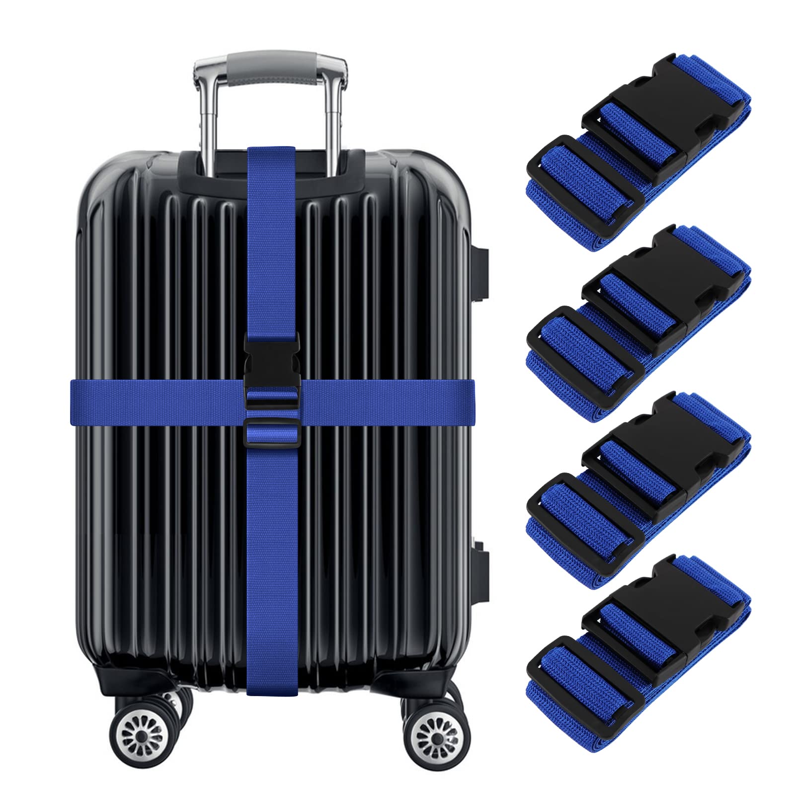 4-Pack Luggage Straps, Adjustable Wide Travel Belt