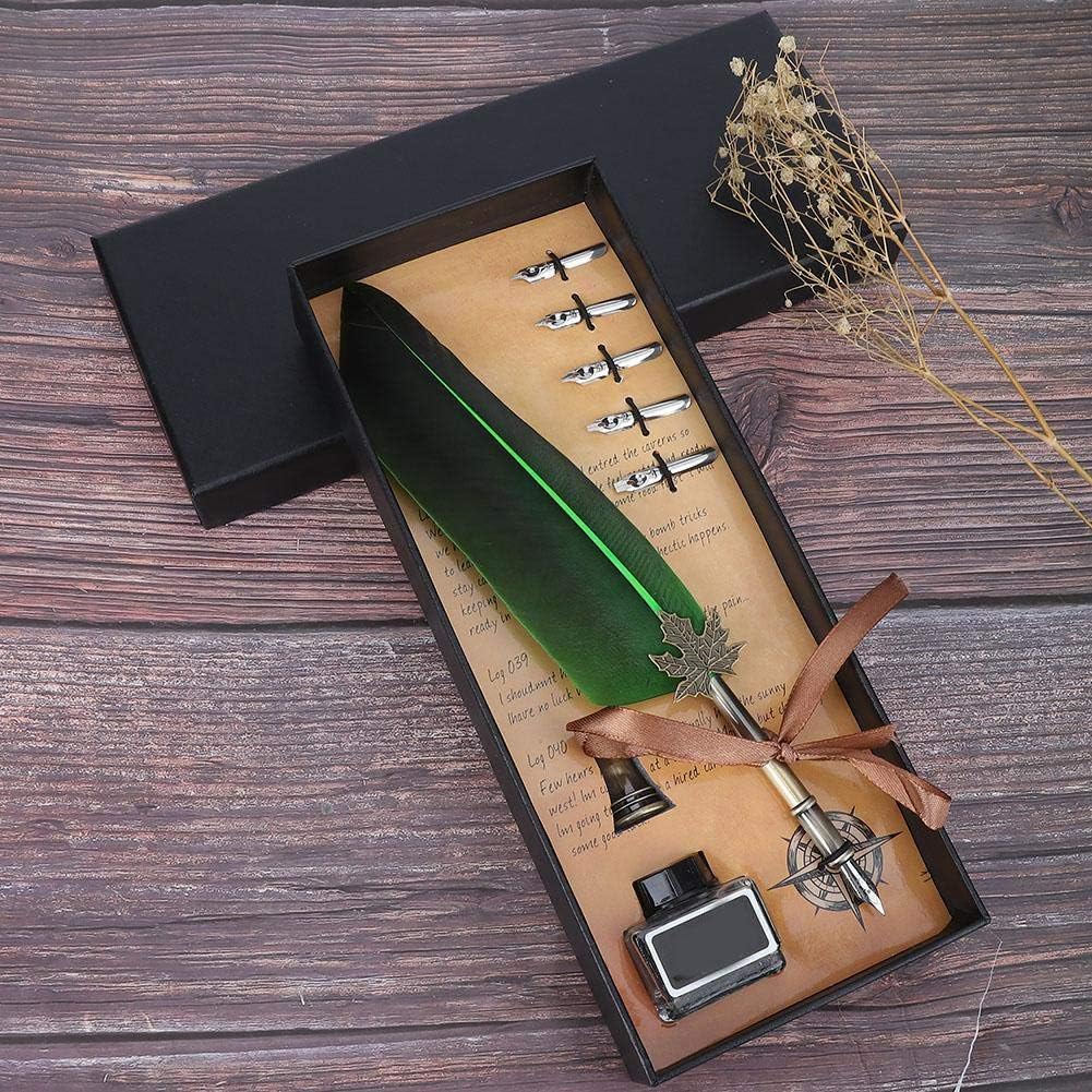 Hztyyier Quill Feather Pen Caligraphy Set Adults Writing Quill Pen for Holidays Christmas - Image 3