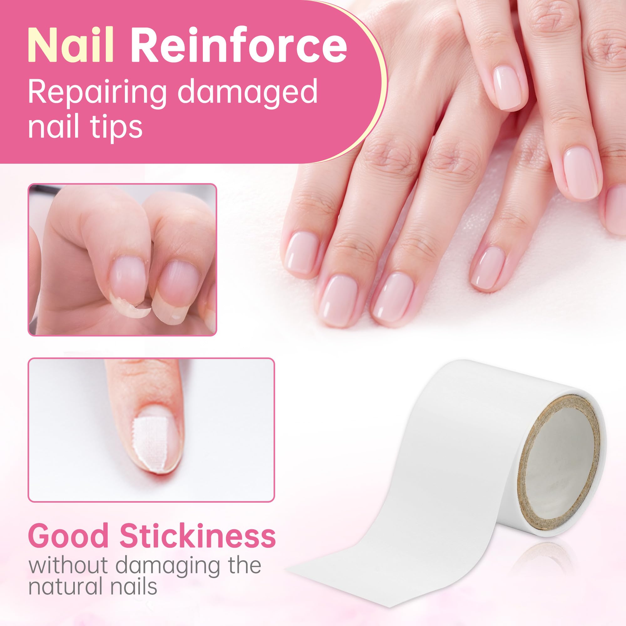 Chrontier Silk Nail Wrap Instant Reinforce Repair Bandage Tape Protector Self Adhesive Easy Trimmerable for UV Gel Acrylic Nail Art Extension Fiberglass Professional Manicures Tool - Image 3
