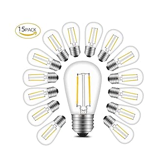 BRTLX S14 E27 LED Glühbirne E27 Edison Filament Lampe 2W Ersetzt 20Watt 200 LM 2700K Warmweiß Glühfaden Birnen 15per Pack Nic