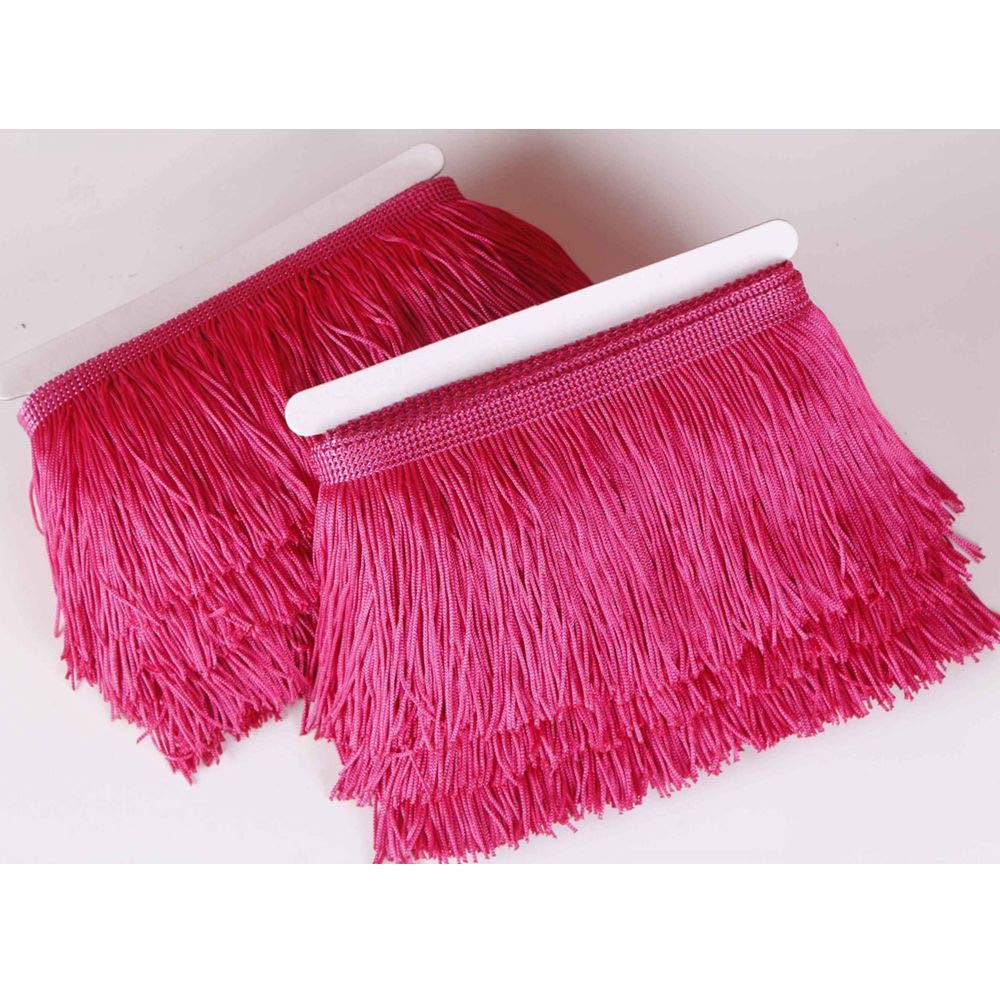 Fringe Trim Lace Polyerter Fibre Tassel 4 inch（″） Wide 10 Yards Long for Clothes Accessories and Latin Wedding Dress and DIY Lamp Shade Decoration Black WhiteRed GoldBluePinkGrey(Rose Pink, 4 inch)