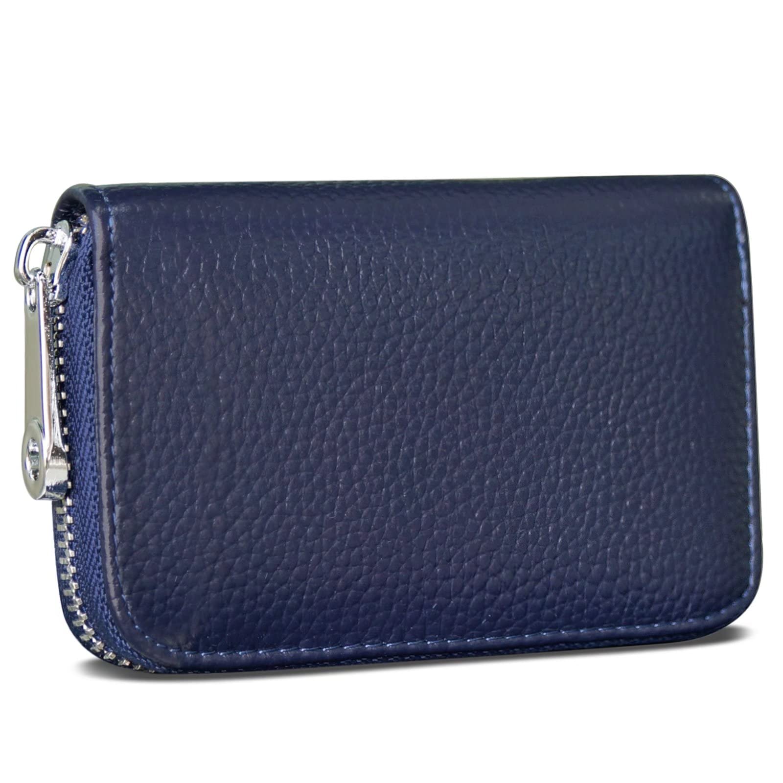 GADIEMKENSD Credit Card Holder RFID Blocking Genuine Leather Mini Credit Card Wallet Purse with Zipper Womens Small id Compact Slim Blocked Zip Accordion Wallets Case Dark Blue — image 1