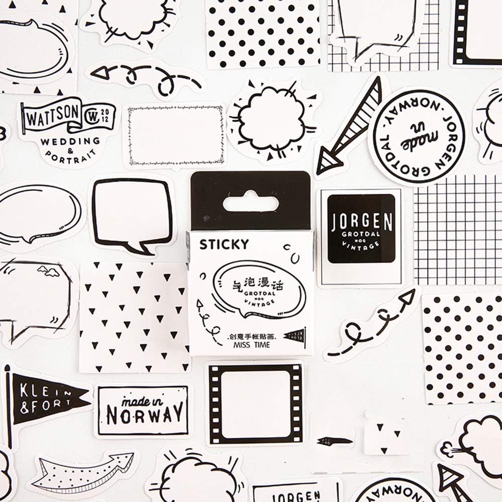 Amapower 46PCS/Box Cute Stickers,Series Paper Stickers Diary Label Boxed Sticker Album Decor Stickers(6)