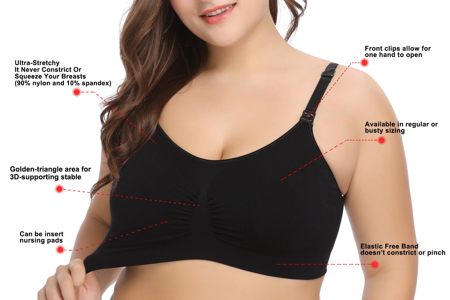 LYSHION 2-Pack Nursing Bra - Full Bust Seamless Nursing Maternity Breastfeeding Bras with High Elasticity and Width Adjustable