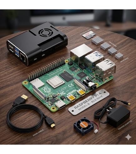 Raspberry Pi 4 Model B, Kit Completo com 4GB RAM, Fonte, Case