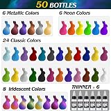 FansArriche Airbrush Paint Set 44 Colors 6 Thinners Water-Based Neon Opaque view 2