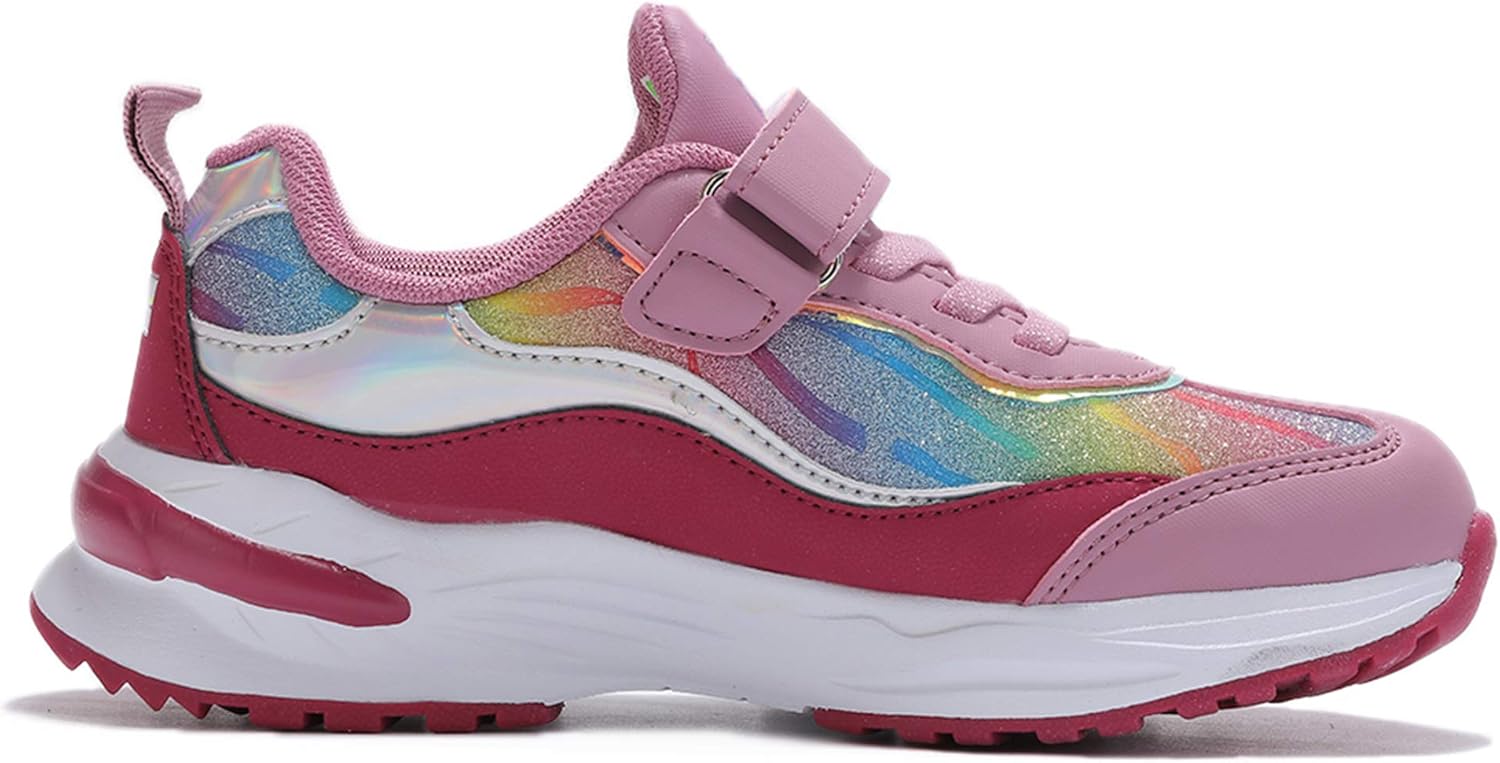  | kulebear Kids Sneakers Breathable Running Tennis Shoes Walking Sport Casual Twinkle Glitter Shoes for Girls | Sneakers