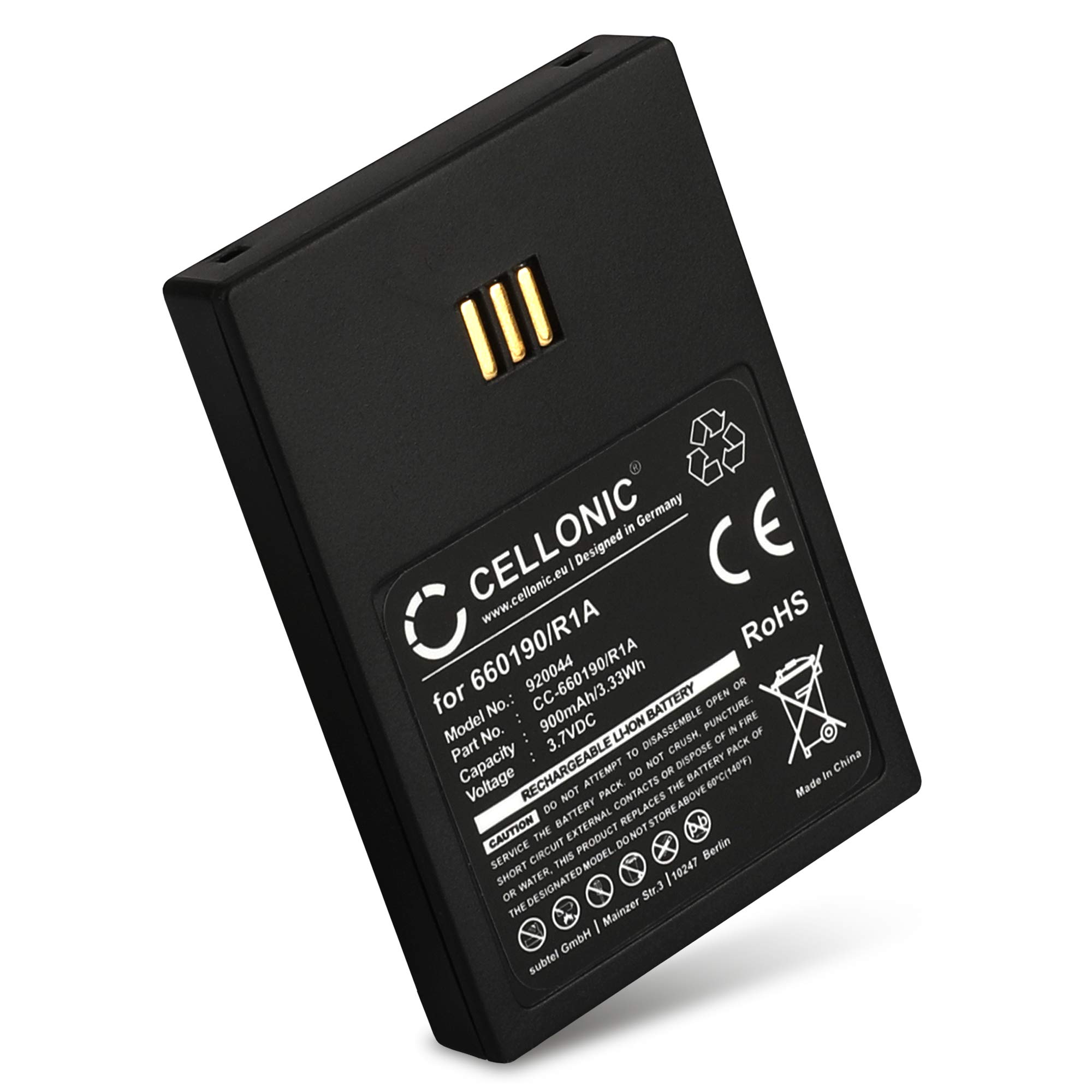 CELLONIC, battery compatible with Unify OpenStage WL3 compatible with Ascom i62, D62 DECT (900mAh, 3.7V) 1x Replacement battery L30250-F600-C325