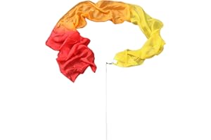 Winged Sirenny 1 Piece 98" Hand Painted Flowy Silk Ribbon Streamer with Rods, Church Liturgical Praise, Worship Adoration Dance Ribbon Banner