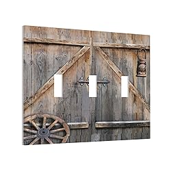 Wood Garage Barn Door Cabin 3 Gang Light Switch