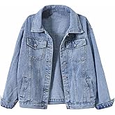COWOKA Women's Denim Cotton Button Closed Long Sleeve Solid Color Jacket With Pockets