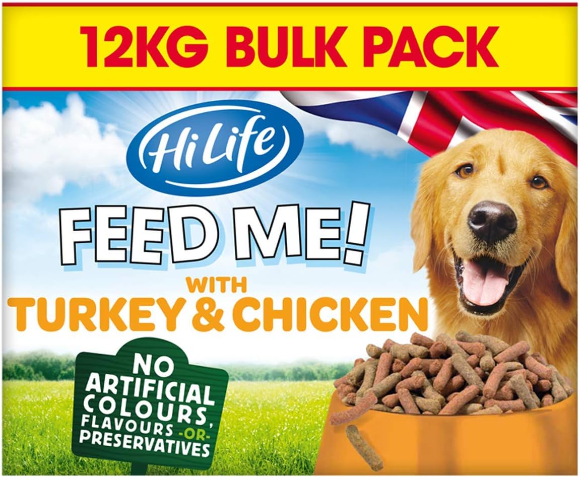 HiLife Feed Me Dog Food Turkey Chicken and Fresh Vegetables with Bacon, 12 kg Bulk Box: Amazon.co.uk: Pet Supplies