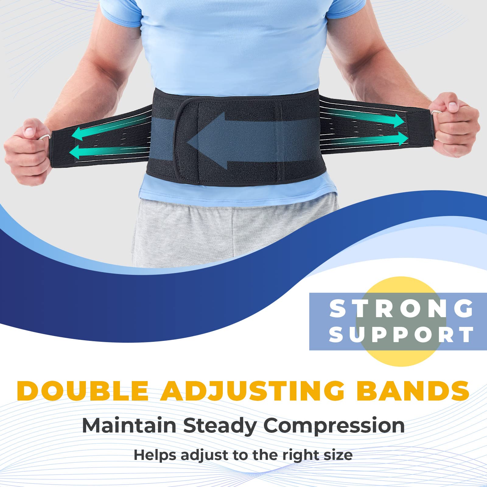 Back Brace for Lower Back Pain Relief - Men Women Back Support Belt for Heavy Lifting Sciatica Scoliosis Herniated Disc - Adjustable Lumbar Support Belt Breathable Mesh Design (L 30.7
