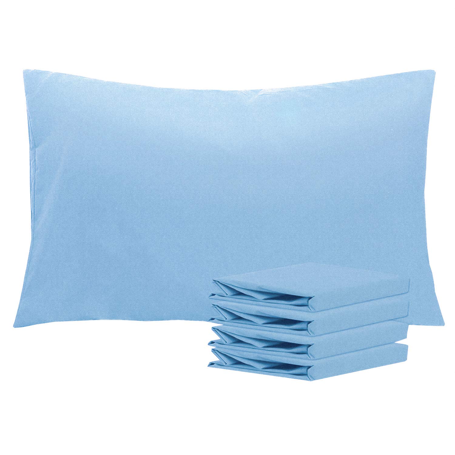 NTBAY 4 Pack 100% Brushed Microfiber Plain Pillowcases, 1800 Super Soft and Cozy, Wrinkle, Fade, Stain Resistant with Envelope Closure Bed Pillow Cases, 50x75 cm, Pale Blue