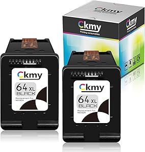 CKMY Remanufactured Ink Cartridge Replacement for HP 64XL 64 XL (2 Black) Use with Envy Photo 7800 7858 7155 7855 6255 6252 7158 7164 6222 7120 7130 Tango X Smart Home Wireless Printer